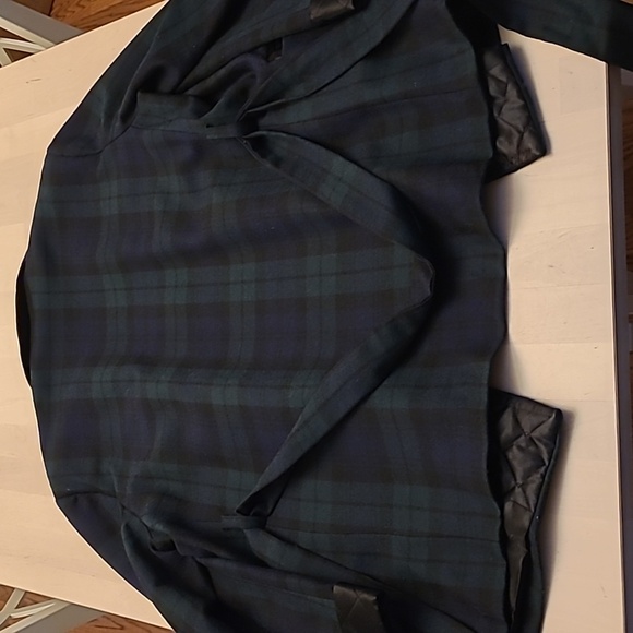 EUC VTG Saks Fifth Ave Black Label 100% Wool Navy/Green Satin Lined Jacket - Picture 12 of 16